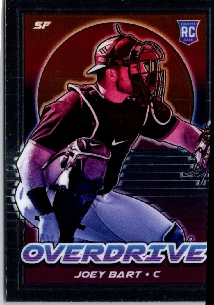 Joey Bart baseball card from 2021 Panini Chronicles Bart Overdrive Holo series