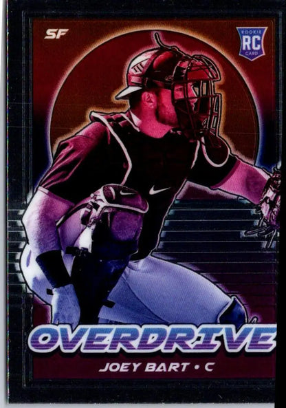 Joey Bart baseball card from 2021 Panini Chronicles Bart Overdrive Holo series