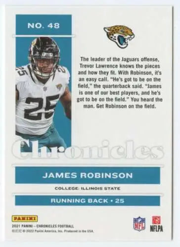 2021 Panini Chronicles #48 James Robinson football card with original gloss finish
