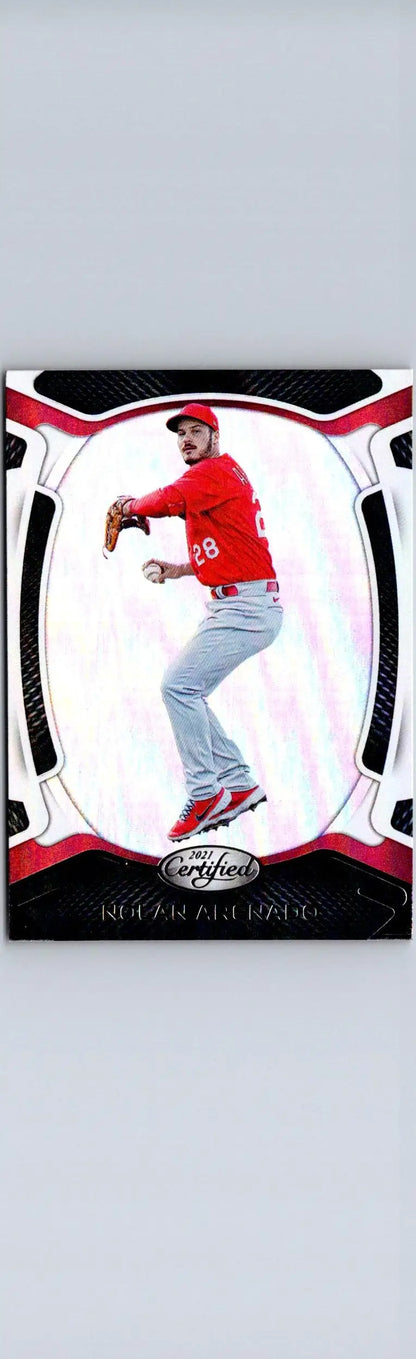 Baseball card featuring Nolan Arenado throwing, 2021 Panini Chronicles Arenado Certified