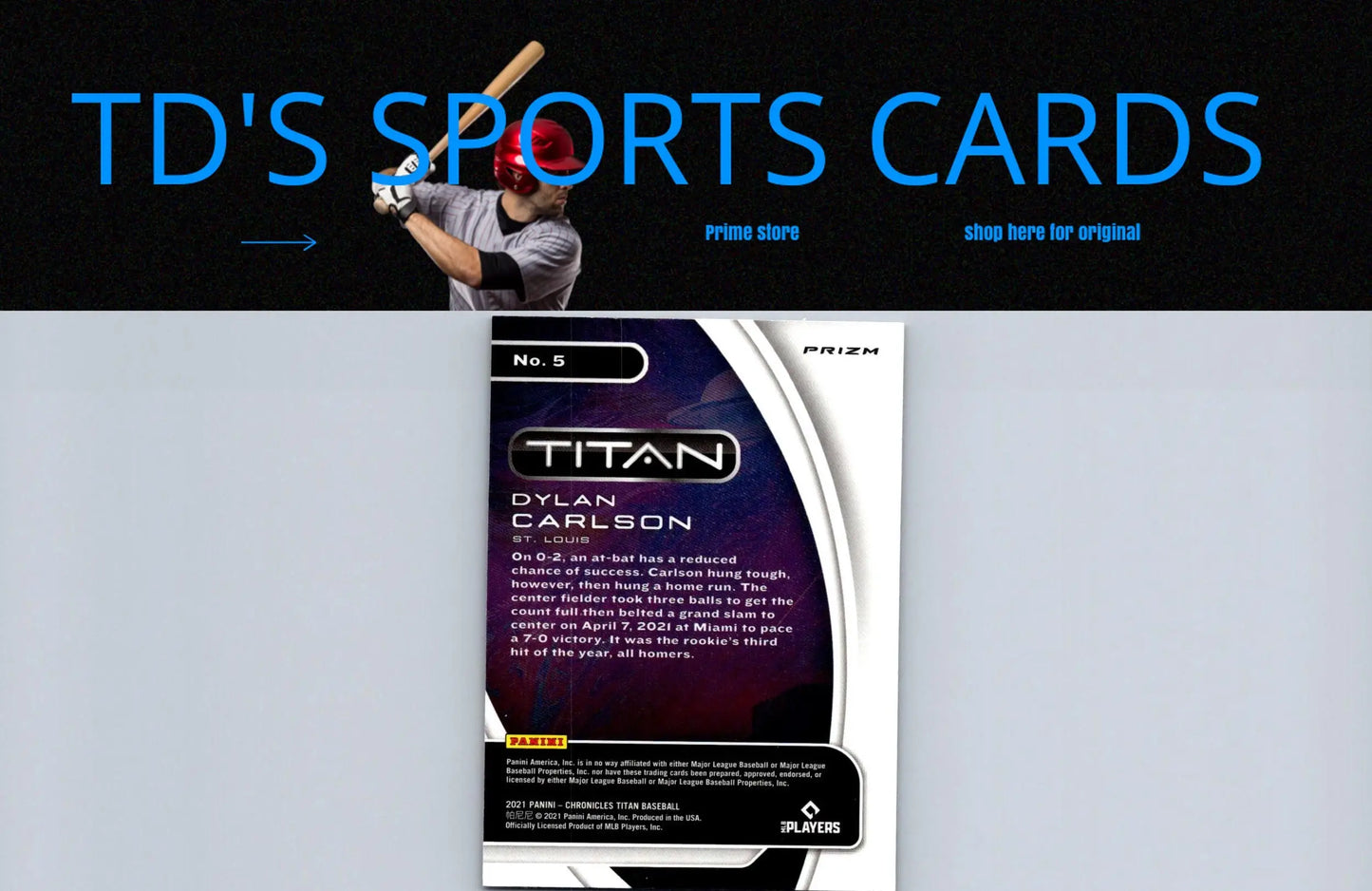 Dylan Carlson baseball card from 2021 Panini Chronicles Titan Building Blocks collection