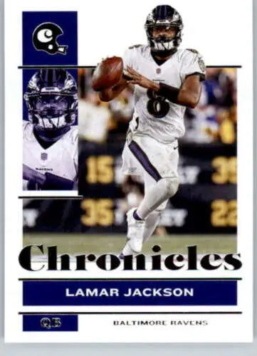 Lamar Jackson football card from 2021 Panini Chronicles with original gloss finish