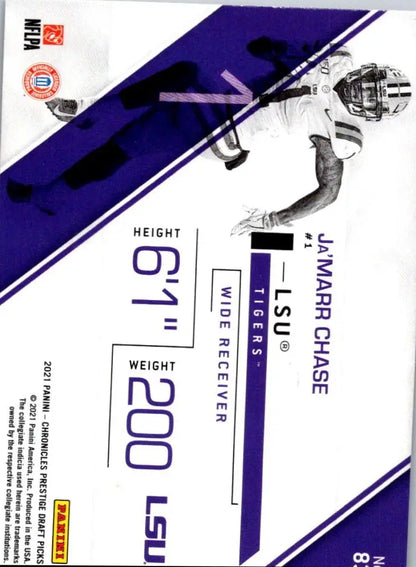2021 Panini Chronicles Draft Picks Ja’Marr Chase football card for collectors