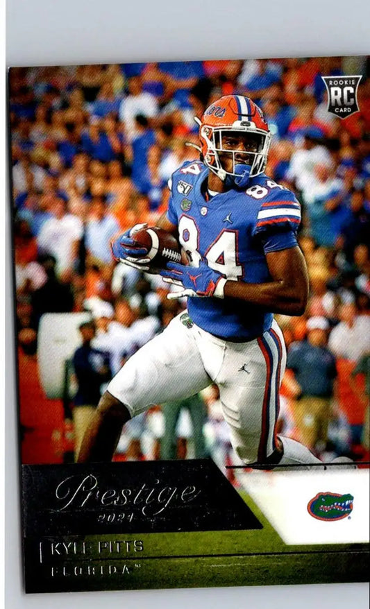 Kyle Pitts 2021 Panini Chronicles Draft Picks Rookie Card displayed in 2021 Panini Chronicles Draft Picks