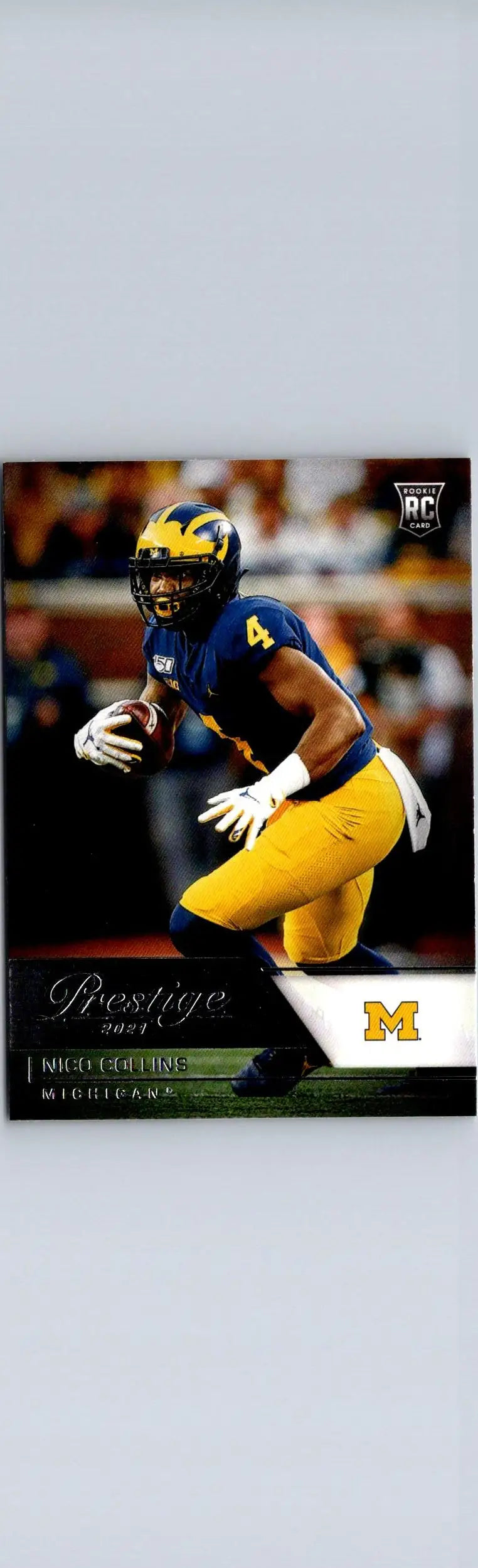 Football trading card featuring Nico Collins in blue and yellow from Panini Chronicles Draft Picks