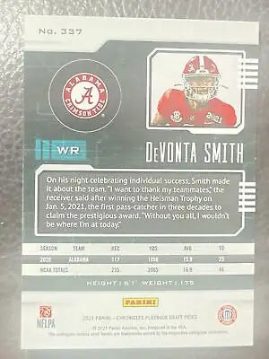 2021 Panini Chronicles Draft Picks DeVonta Smith Playbook Base Set #337 football card
