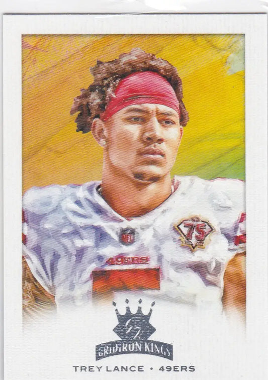 Collectible Panini Chronicles Gridiron Kings Trey Lance San Francisco 49ers card in painterly style