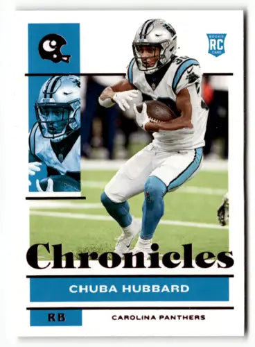 Chuba Hubbard football card from 2021 Panini Chronicles Pink with original gloss finish