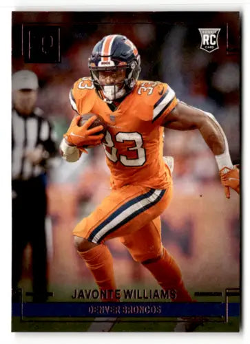 Javonte Williams rookie football card in original gloss from Chronicles Panini Pink series