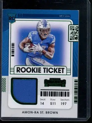 Amon-Ra St. Brown Green RC Rookie Patch Green Card from Panini Contenders 2021