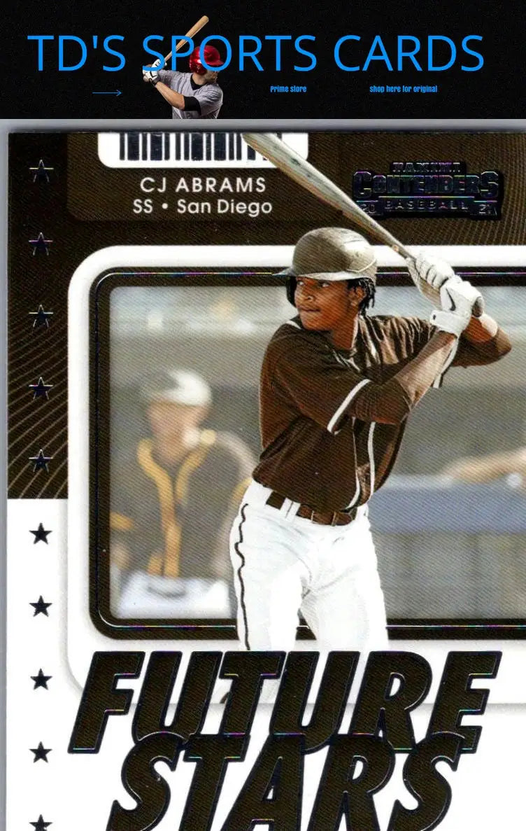 Baseball card featuring CJ Abrams Future Stars from 2021 Panini Contenders series