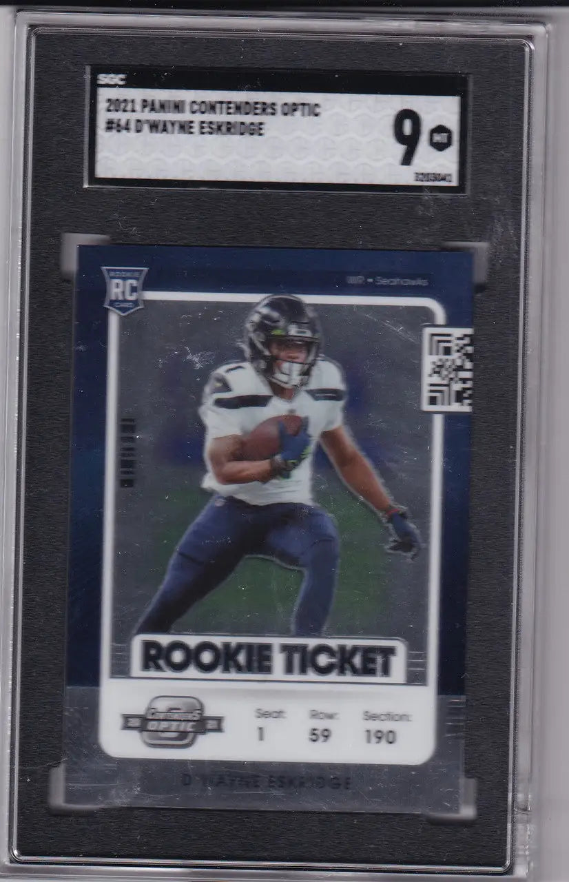 Graded D’Wayne Eskridge rookie football card from 2021 Panini Contenders Optic #64