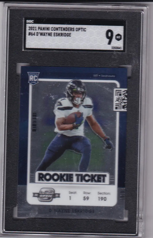 Graded D’Wayne Eskridge rookie football card from 2021 Panini Contenders Optic #64