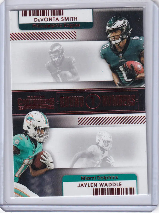 2021 Panini Contenders Round 1 Red #RN-DSM Devonta Smith Jaylen Waddle - Eagles - Trading Cards