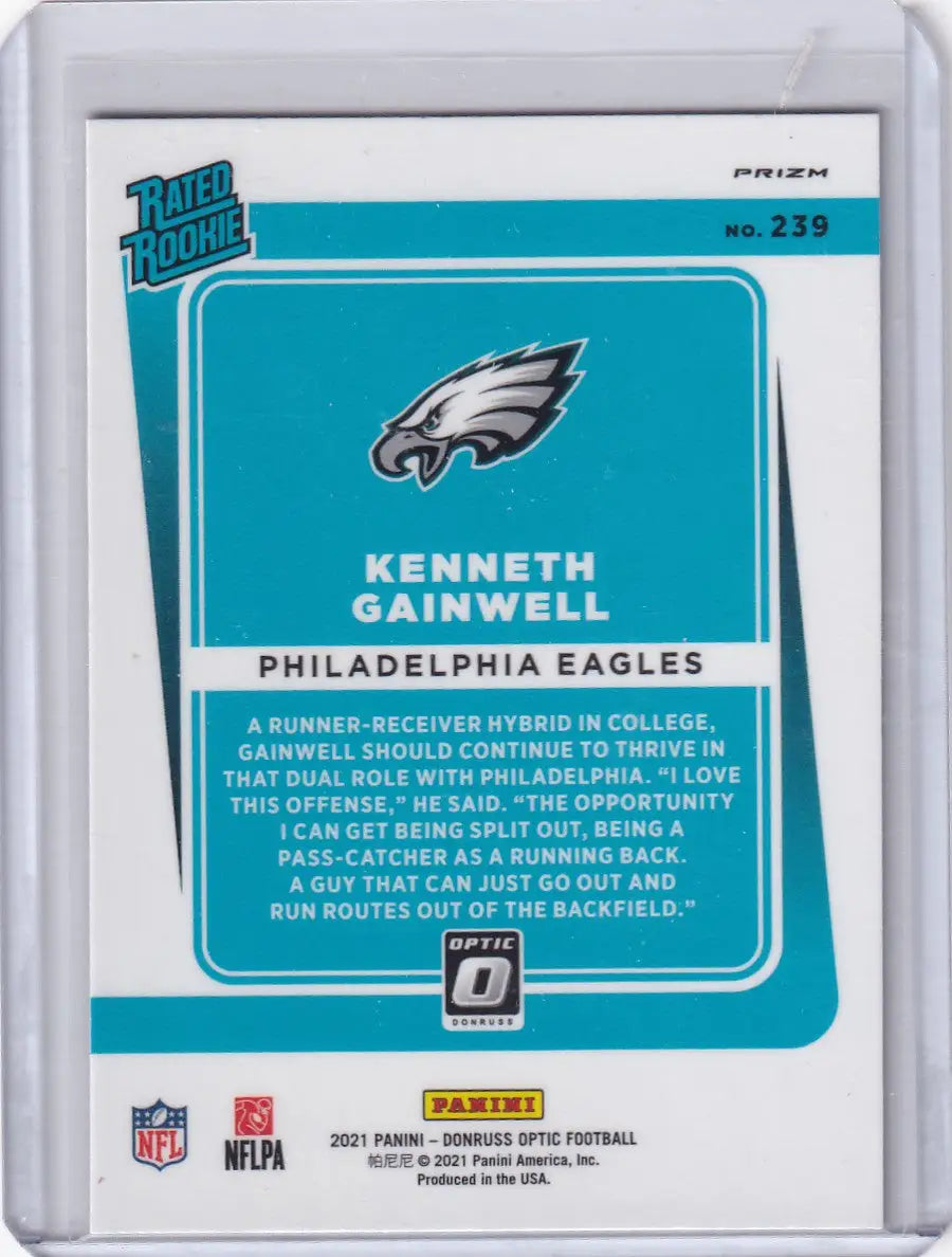 2021 Panini Donruss Optic Blue Hyper #239 Kenneth Gainwell - Eagles