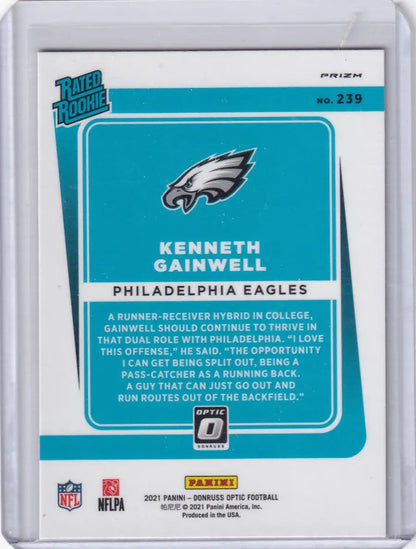 2021 Panini Donruss Optic Blue Hyper #239 Kenneth Gainwell - Eagles
