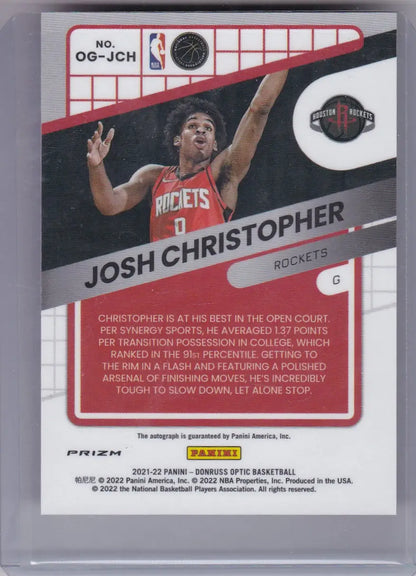 2021 PANINI DONRUSS OPTIC #OG-JCH JOSH CHRISTOPHER AUTO- HOUSTON ROCKETS
