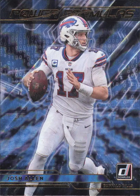Josh Allen Buffalo Bills football card from 2021 Panini Donruss Power Formulas set