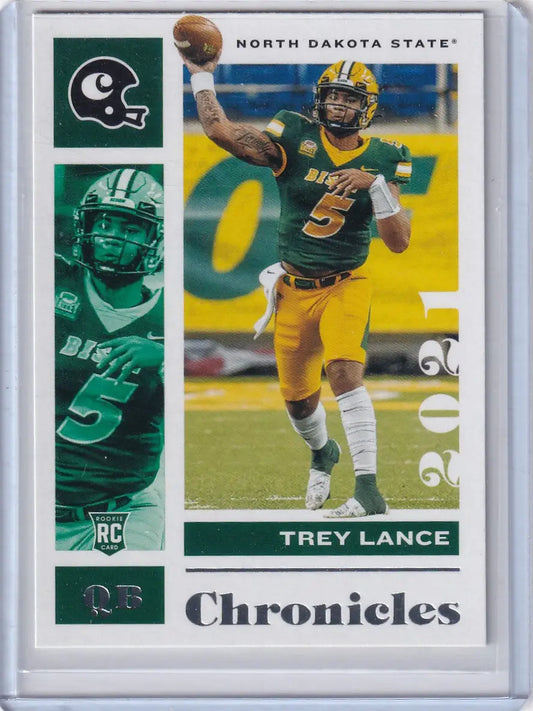 Football trading card featuring Trey Lance from 2021 Panini Draft Picks North Dakota State
