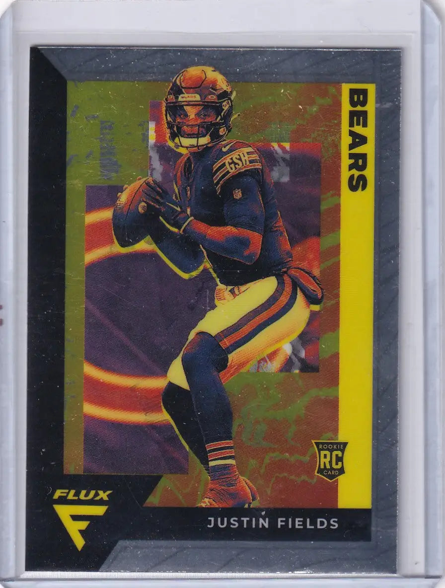 Football trading card of Justin Fields from 2021 Panini Flux Chicago Bears collection
