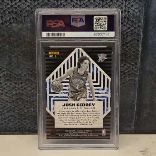 Graded Josh Giddey basketball card from Panini Illusions Instant Impact series in PSA 9
