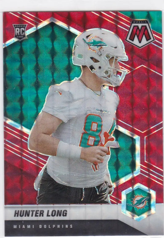 2023 Panini Mosaic Hunter Long Red Prizm football card Miami Dolphins long red prizm