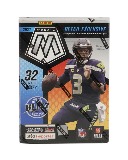 2021 Panini Mosaic Football 8-Pack Blaster Box with exclusive scripts and mosaic football cards