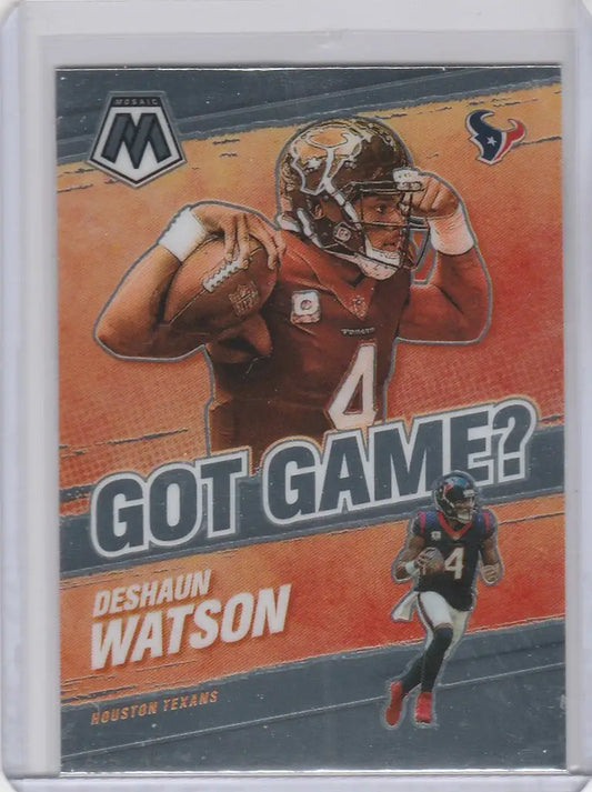 Football trading card of Deshaun Watson Houston Texans from Panini Mosaic Got Game