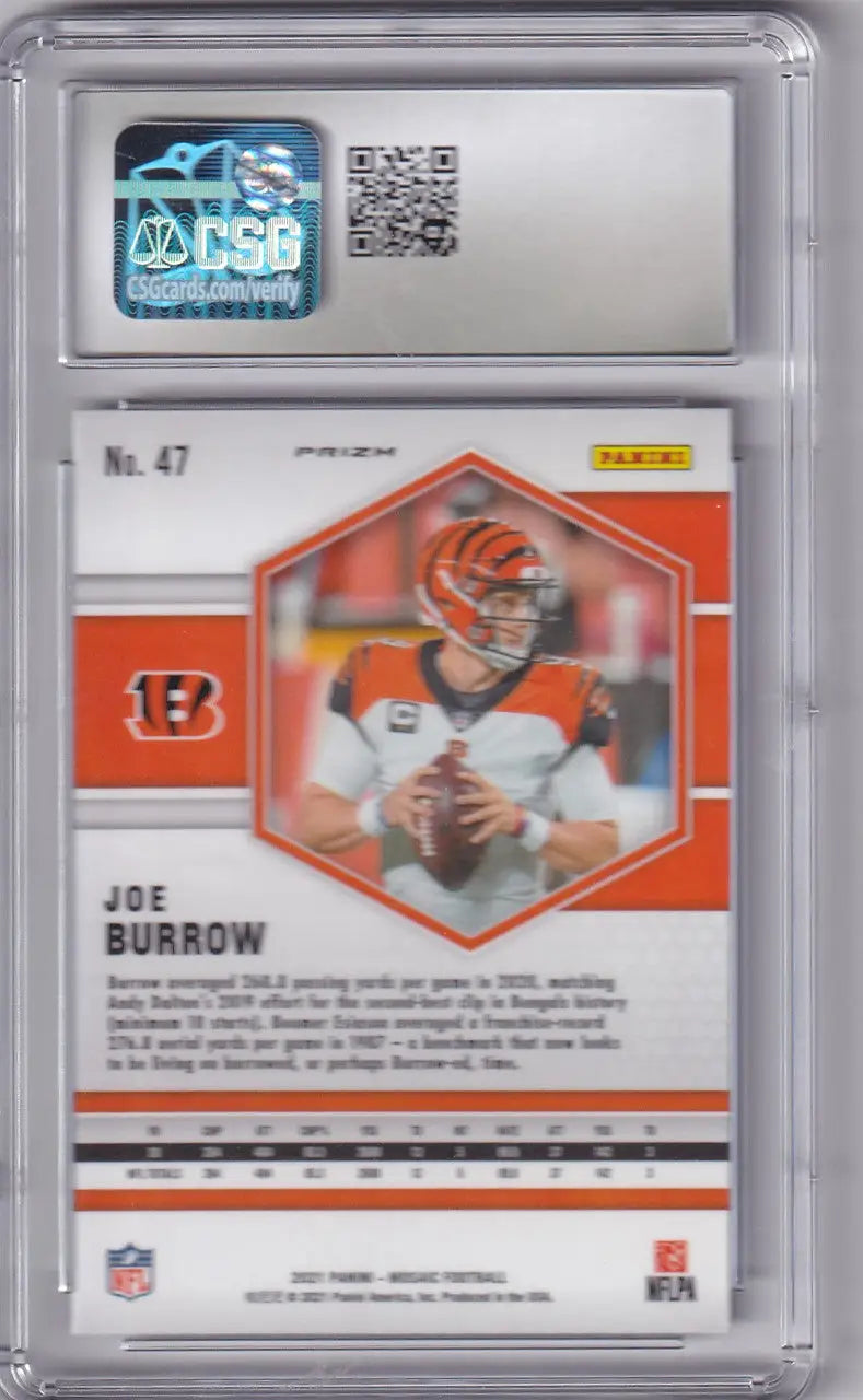 Graded Joe Burrow football trading card Panini Mosaic Green CSG 10 Cincinnati Bengals