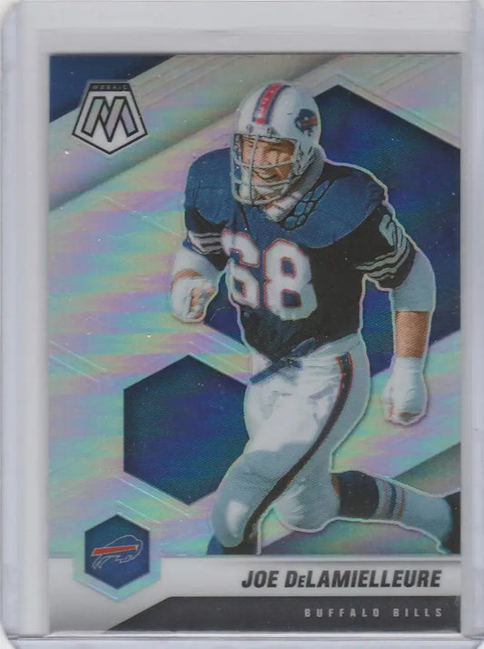 Joe DeLamielleure Buffalo Bills trading card in blue jersey, Panini Mosaic Prizm #28