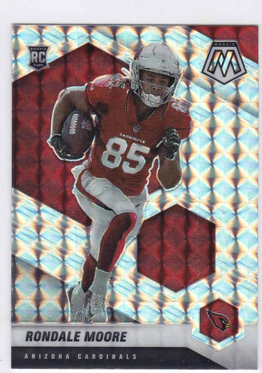 Football trading card of Rondale Moore RC Prizm in Arizona Cardinals uniform from Panini Mosaic