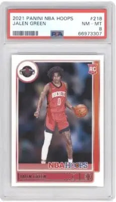 Graded 2021 Panini NBA Hoops Jalen Green rookie basketball card PSA 8