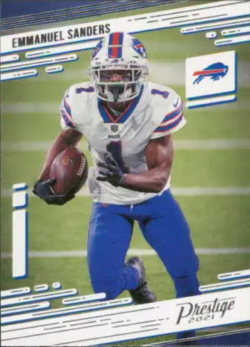 Emmanuel Sanders football card showcasing original gloss from 2021 Panini Prestige Bills