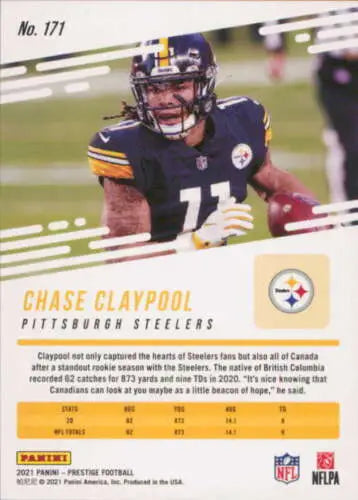 Chase Claypool football card 2021 Panini Prestige original gloss NM-MT Steelers