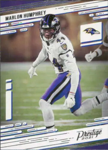 Marlon Humphrey football card with original gloss from 2021 Panini Prestige Ravens