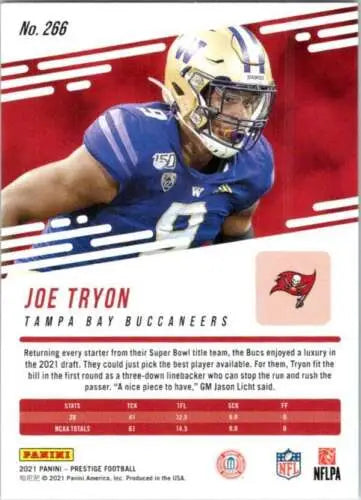 Joe Tryon football card from 2021 Panini Prestige showcasing original gloss features
