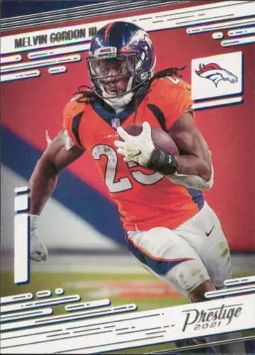 2021 Panini Prestige Melvin Gordon III football card with original gloss, NM-MT condition