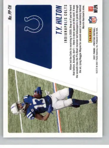 T.Y. Hilton 2021 Panini Prestige card featuring original gloss and Colts design