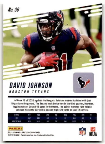2021 Panini Prestige Xtra Points Sunburst David Johnson football card with original gloss