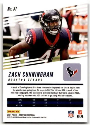 2021 Panini Prestige Xtra Points Sunburst Zach Cunningham Football Trading Card NM-MT