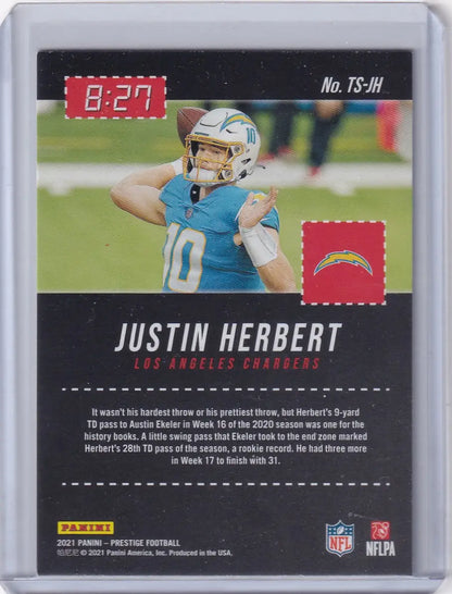 2021 Panini Prestine #TS-JH Justin Herbert - Los Angeles Chargers - Trading Card