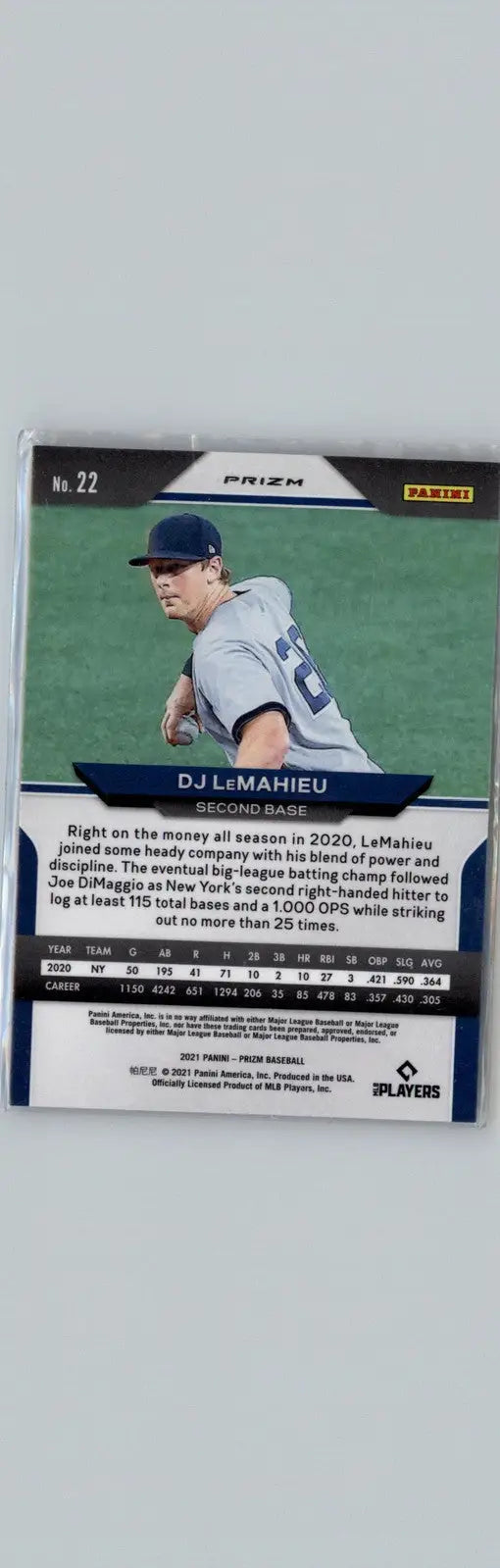 2021 Panini Prizm DJ LeMahieu New York Yankees baseball card for collection