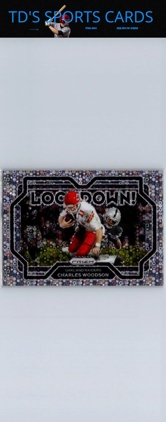 Charles Woodson football card from 2021 Panini Prizm Lockdown series