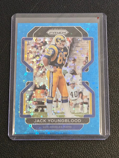 Jack Youngblood Los Angeles Rams Panini Prizm Huddle Blue trading card with glitter background
