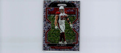 J.J. Watt football card from 2021 Panini Prizm No Huddle trading cards collection