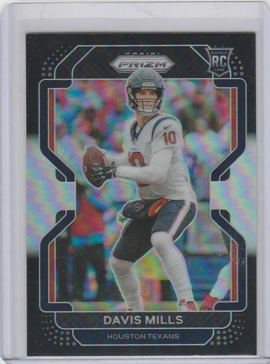 Football trading card of Davis Mills, QB for the Houston Texans, Panini Prizm Black PB-15