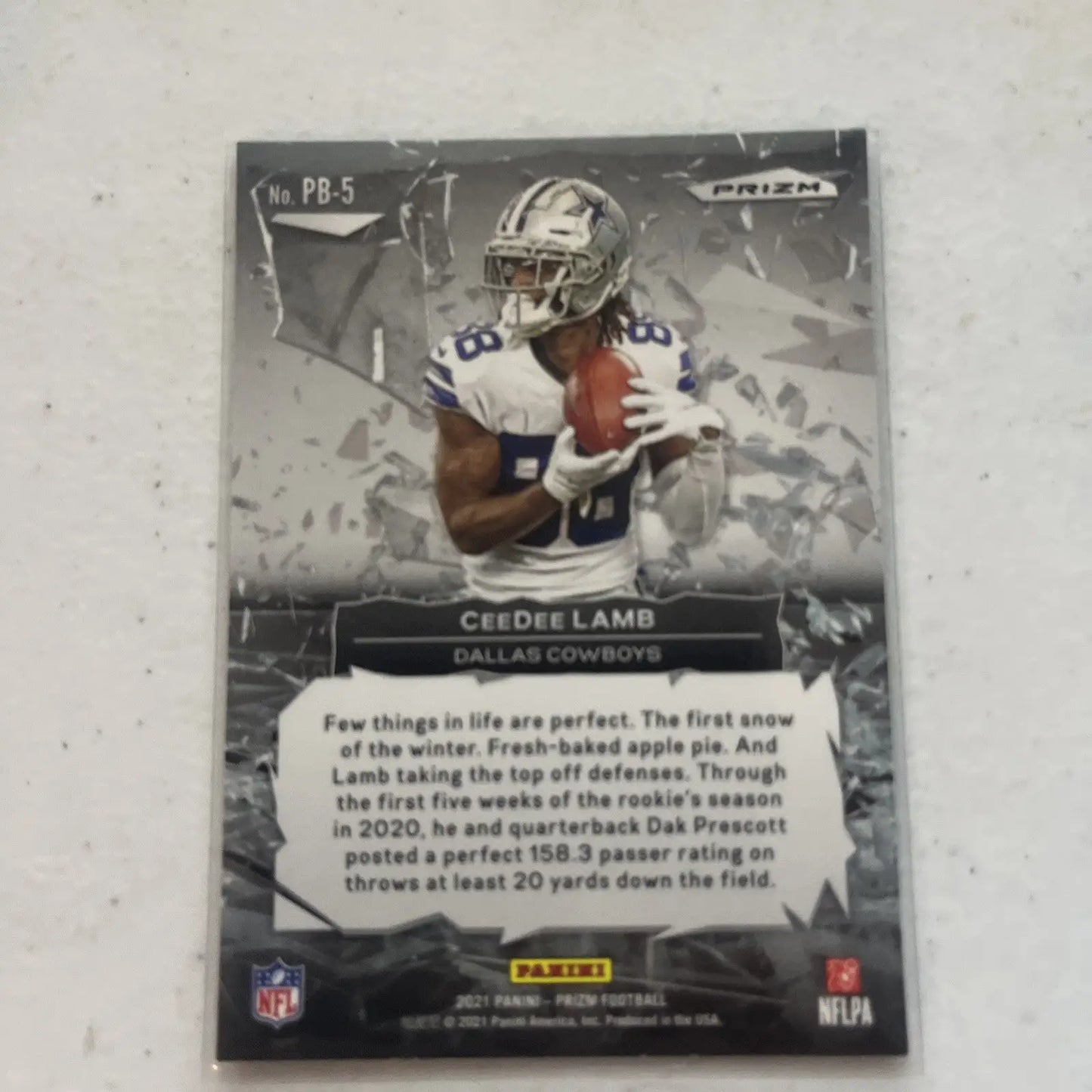 CeeDee Lamb football card from 2021 Panini Prizm Break Insert #PB-5 Dallas Cowboys