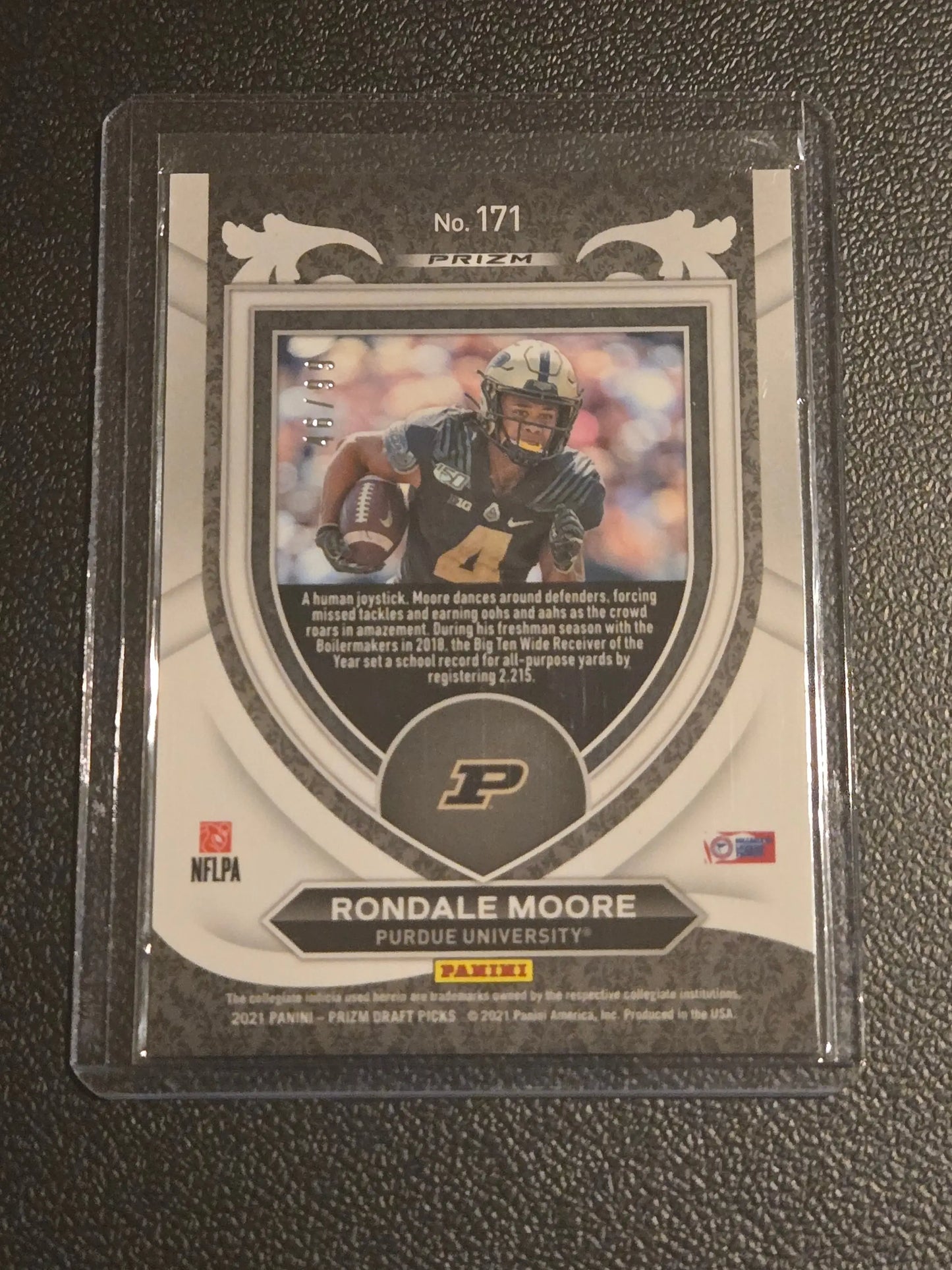 Collectible Rondale Moore football trading card from Panini Prizm Draft Picks series