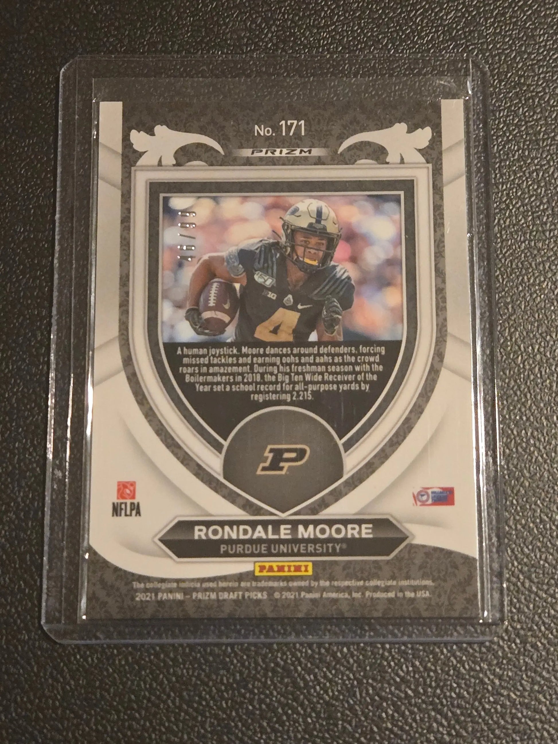 Collectible Rondale Moore football trading card from Panini Prizm Draft Picks series
