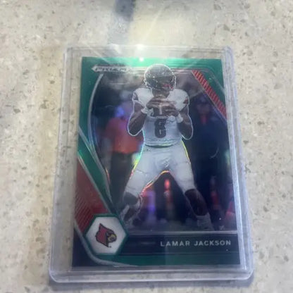 Lamar Jackson football card from 2021 Panini Prizm Draft Picks Green Prizm #26